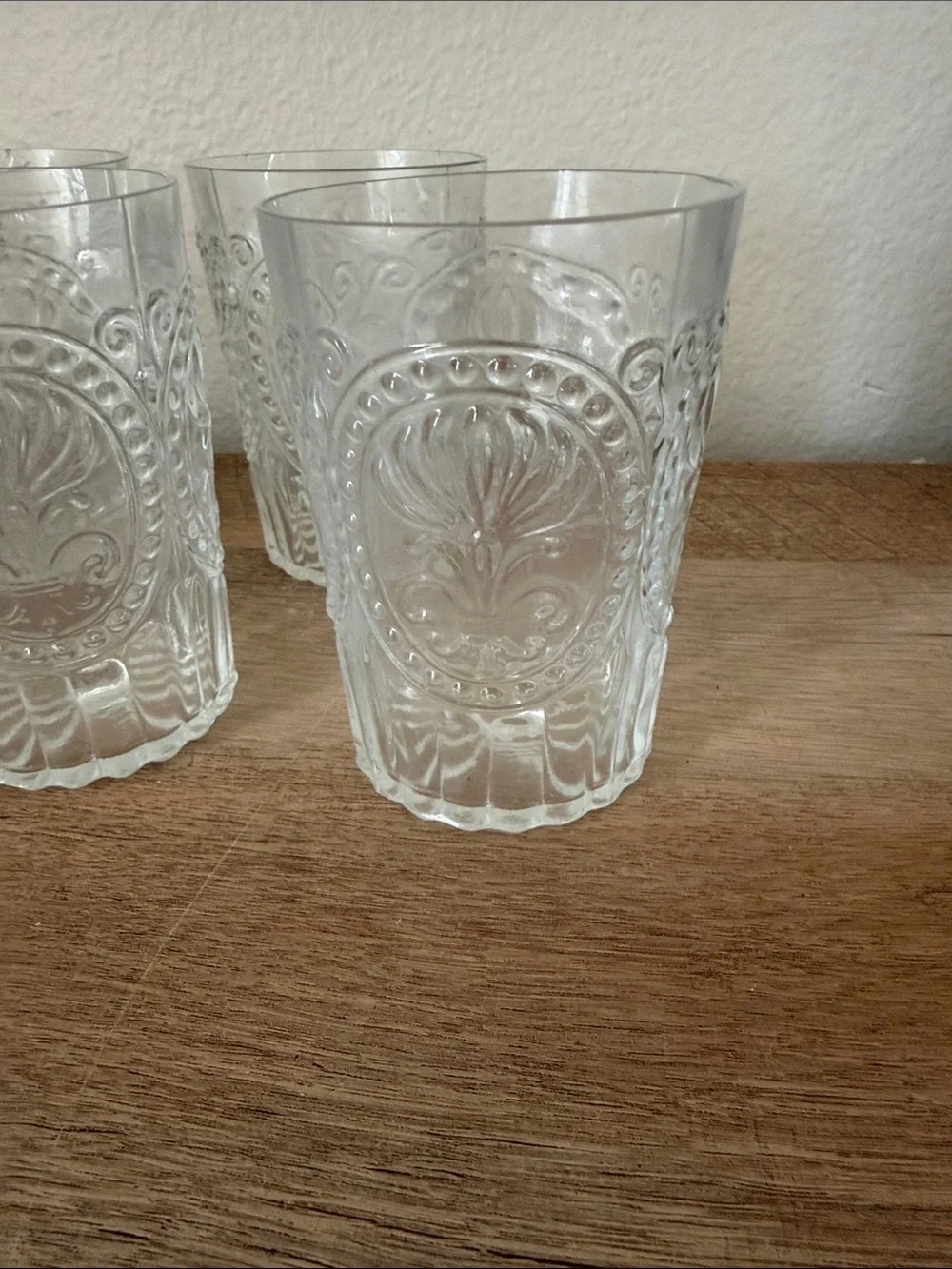 Clear Vintage Looking Embossed Glass Tumbler Set - 6 Pack